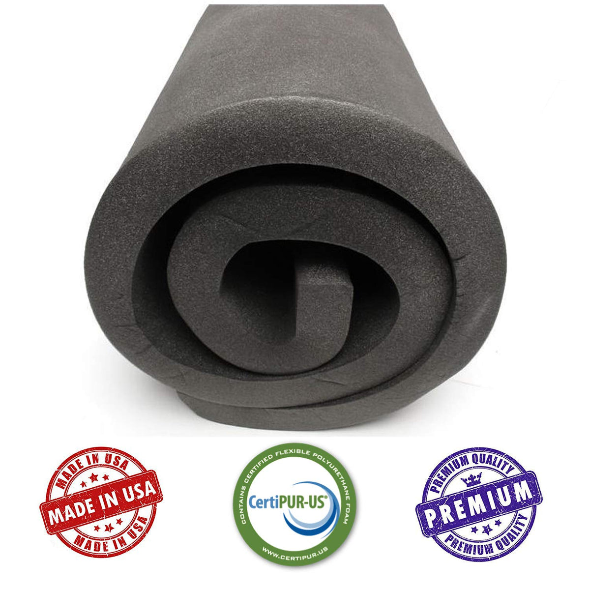 AKTRADING CO. CertiPUR-US - Cojín de Goma de carbón Certificado (reemplazo de Asiento, Acolchado de Espuma, Hoja de tapicería acústica) - 1 Alto x 24 Ancho x 72 Largo