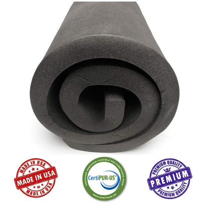 AKTRADING CO. CertiPUR-US - Cojín de Goma de carbón Certificado (reemplazo de Asiento, Acolchado de Espuma, Hoja de tapicería acústica) - 1 Alto x 24 Ancho x 72 Largo