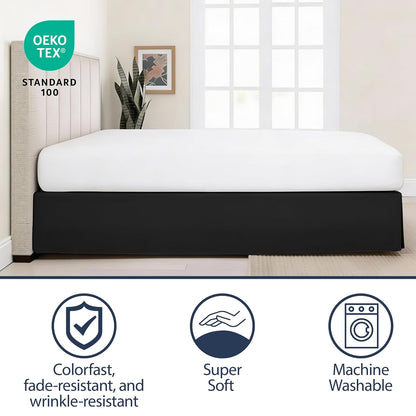 Lux Hotel FRE23614BLAC03 Falda para Cama de Microfibra Básica de 35.56 cm, queen, negro