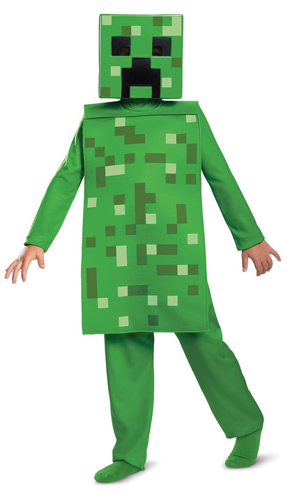 Disfraz de Minecraft Creeper para niño, verde, S (4-6) - S (4-6) - Disfraz