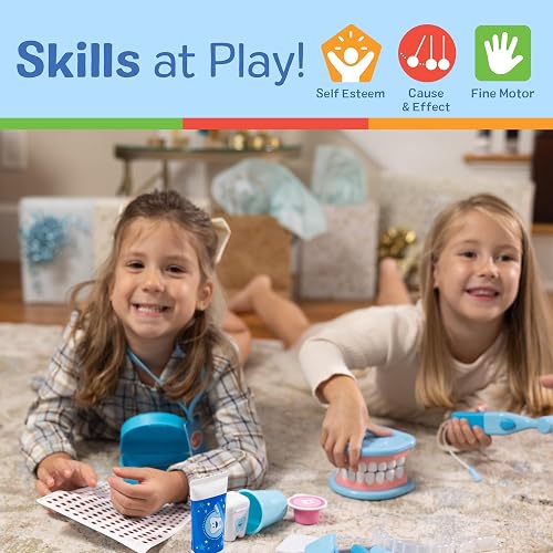 Melissa & Doug Juego de Imitación de Dentadura y Accesorios Dentales, Multicolor, 26 pcs