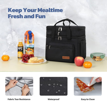 Maelstrom Lonchera Térmica 23L, Bolsa Hielera Ampliable Doble Compartimento | Retención frío 16h, Ligera, Estructura vertical, Bolsillo pañuelos. Ideal Hombre Mujer, Oficina, Supermercado, Desplazamiento