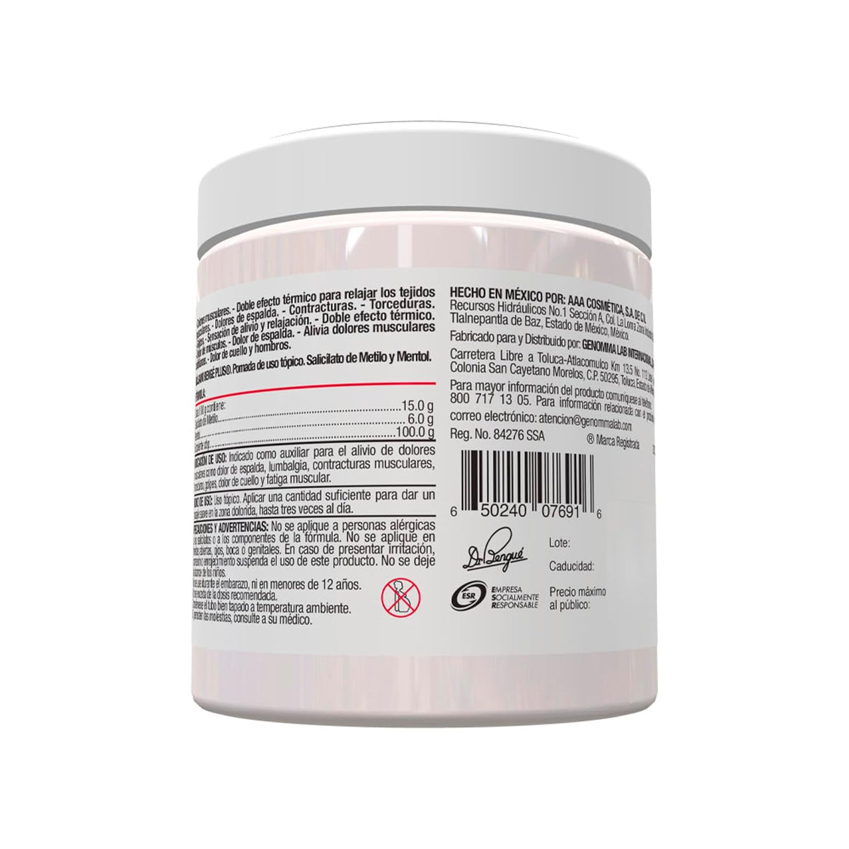 Bálsamo Bengue Plus. Para dolores de espalda y musculares. Doble Efecto Térmico. Bote con 180g.