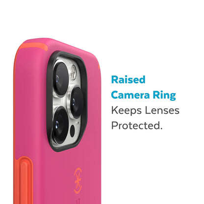 Speck - Funda para iPhone 14 Pro, Delgada de 6.1 Pulgadas, con protección contra caídas, Resistente a los arañazos, Tacto Suave, Rosa Digital/Rojo energético