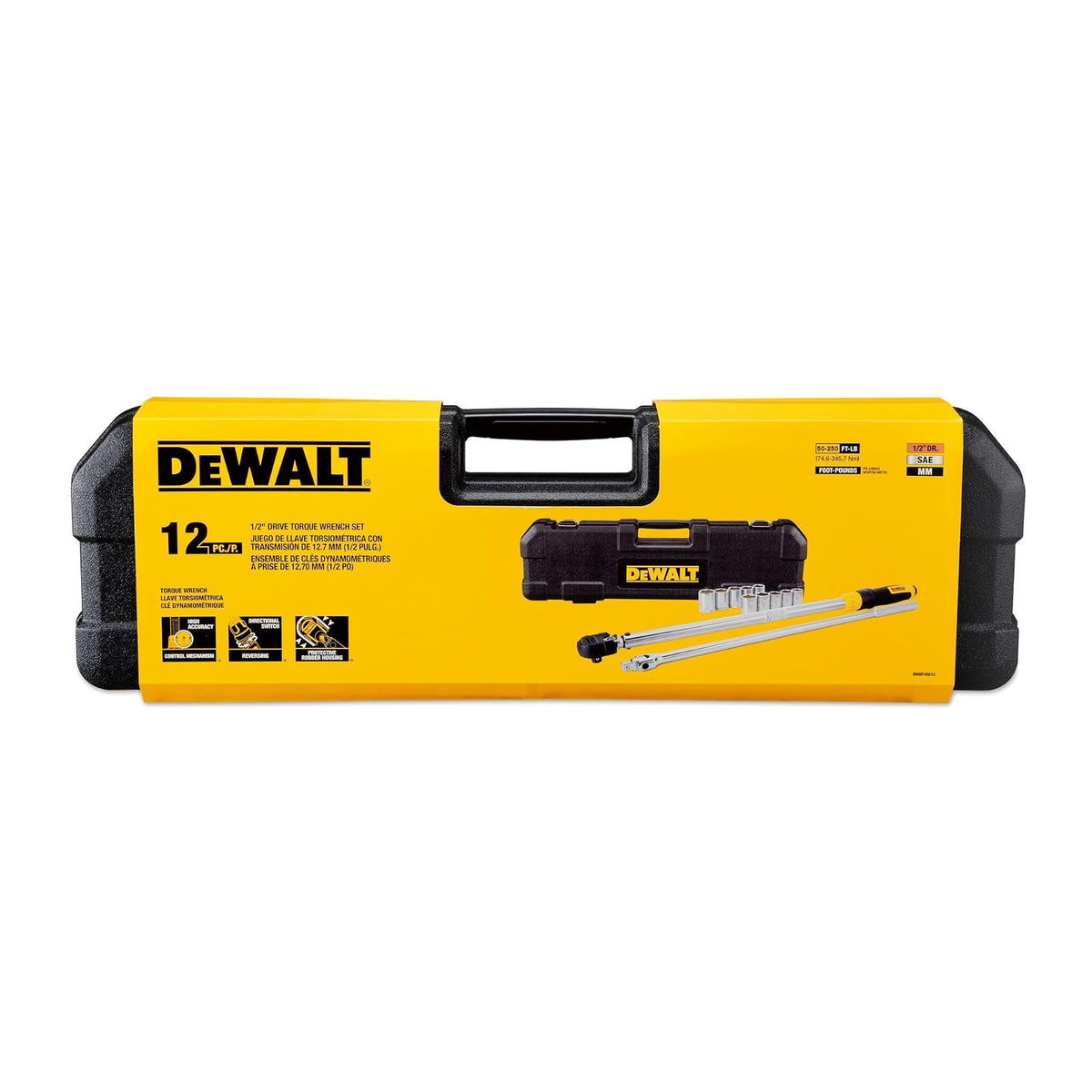 DEWALT - Juego de herramientas de llave dinamométrica, kit de cambio de neumáticos, 50-250 FT-LB, 12 piezas con estuche de almacenamiento (DWMT45012)