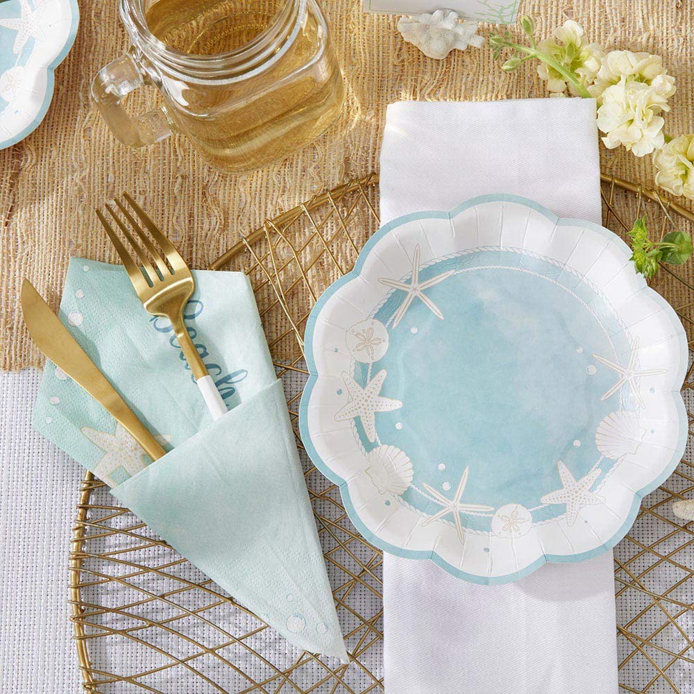 Kate Aspen Beach Party 7 pulgadas Platos de papel decorativos de primera calidad (350 g/m² de peso, juego de 16) – perfectos para despedidas de soltera y bodas