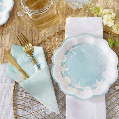 Kate Aspen Beach Party 7 pulgadas Platos de papel decorativos de primera calidad (350 g/m² de peso, juego de 16) – perfectos para despedidas de soltera y bodas