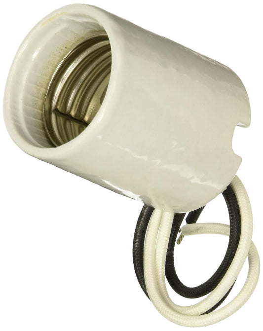 Leviton 8756-J - Portalámparas incandescentes (base Mogul, 1500 W, 600 V, sin llave, cuerpo de porcelana), color blanco