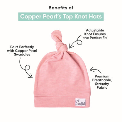 Copper Pearl Baby Beanie Hat Top Knot