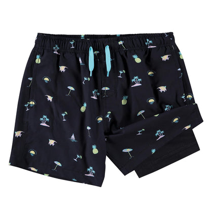Kanu Surf Traje de Baño con Forro de Compresión para Niño - 11-12 - negro (Fiesta Black)