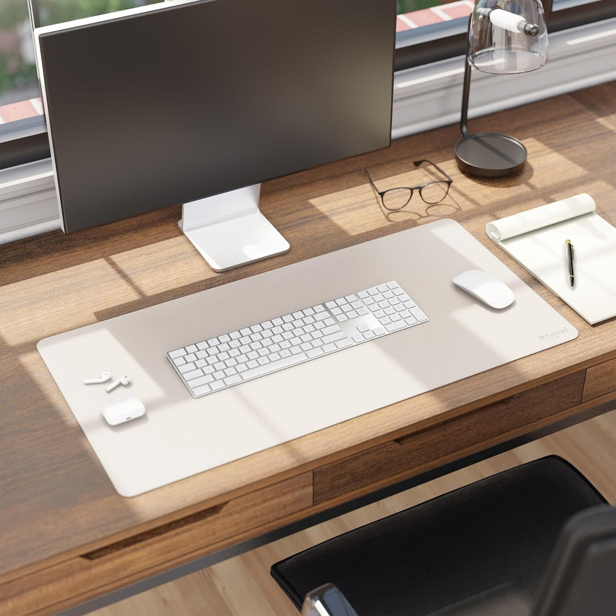 Smead 64831 - Alfombrilla de computadora de piel vegana con respaldo de gamuza sintética antideslizante, organizador de computadora perfecto para decoración de oficina, 80 x 39,9 cm, tamaño mediano,
