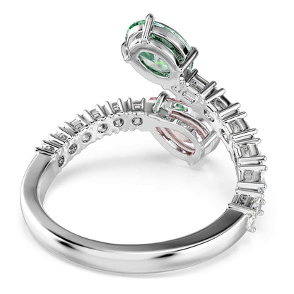 Anillo abierto Swarovski x Ariana Grande, piedras de corte mixto, multicolor, acabado rodio