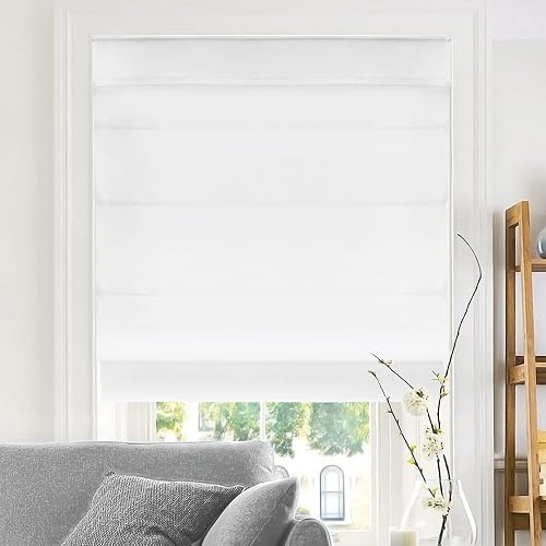 CHICOLOGY persianas Romanas inalámbricas de Chocolate Belga, Contemporáneo, Belgian Snow (Privacy & Light Filtering), 27" W X 64" H, 1