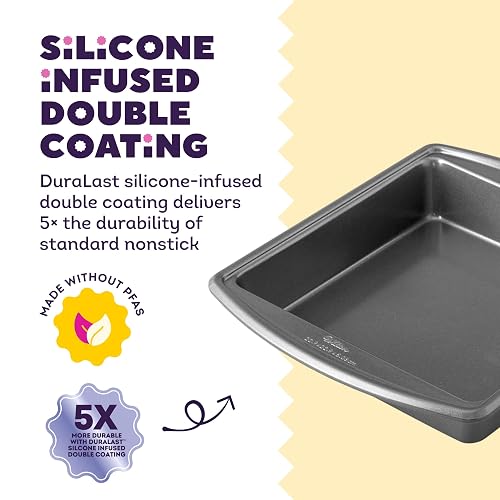 Wilton Advance Select Premium - Molde cuadrado antiadherente para tartas, acero, plata, 9 x 9 pulgadas
