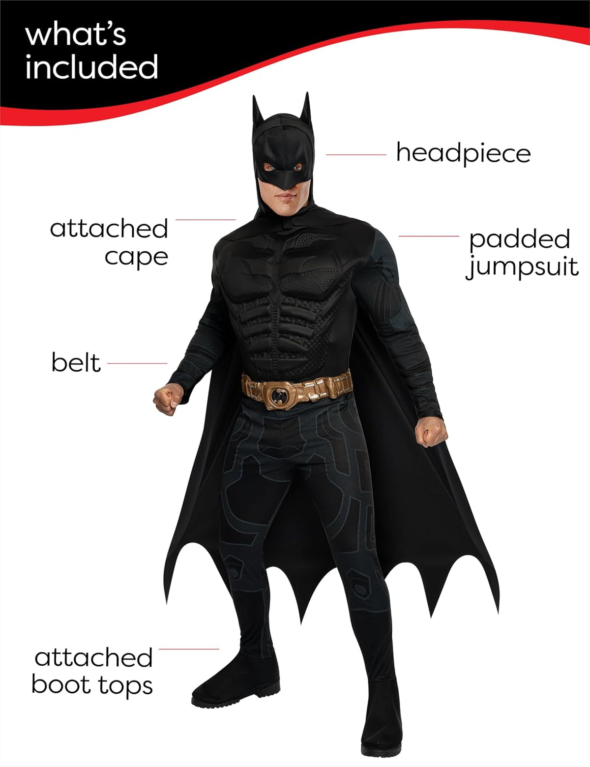Rubie's Batman: The Dark Knight Trilogy Disfraz de Batman para adulto