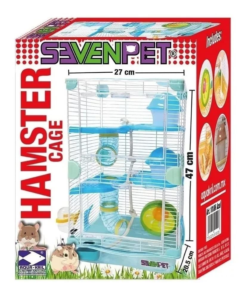 Seven Pet 10186 Hamster Cage, Color Azul, 27 x 20.5 x 47 cm