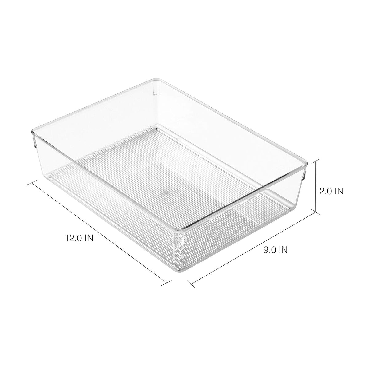 InterDesign Linus Organizador de cajones para Armario y tocador, Caja organizadora de 30,5 cm x 22,9 cm x 7,6 cm en plástico, Transparente