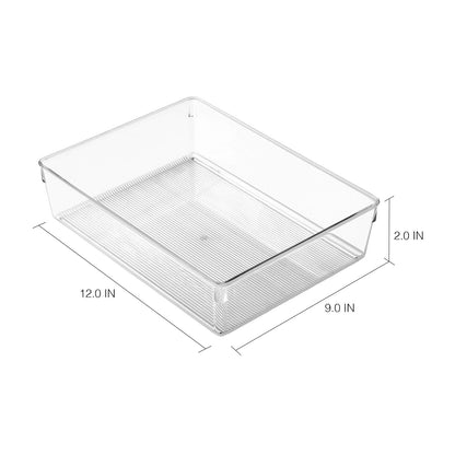 InterDesign Linus Organizador de cajones para Armario y tocador, Caja organizadora de 30,5 cm x 22,9 cm x 7,6 cm en plástico, Transparente