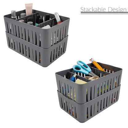 Simplify - Contenedor apilable de 3 Compartimentos con divisores Ajustables, Organizador de cajones, Cesta de Almacenamiento, Buena para Oficina, Suministros de computadora, recámara, baño,