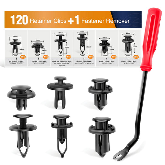 GOOACC GRC-30 Retenedores Automóvil Plástico 120 Piezas con Removedor Fijador Universal