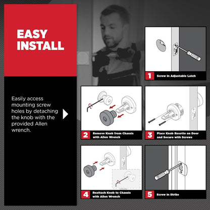 Kwikset Pismo - perilla de puerta de privacidad interior con cerradura, manija de puerta para baño y recámara, latón satinado, redondo, sin llave, protección Microban