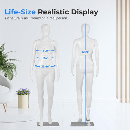 SERENE-LIFE Traje Torso Femenino de 68.9 Pulgadas Maniquí Desmontable, Soporte para Cuerpo, Estándar