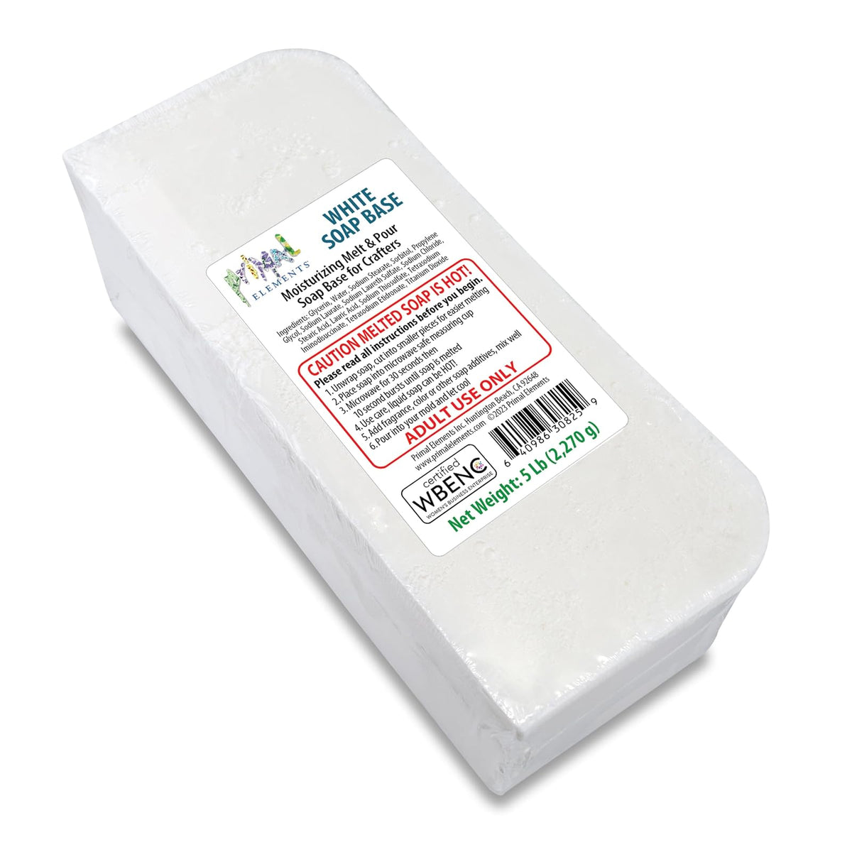 Primal Elements Base de Jabón Blanca Humectante Derretible para Artesanos - 5 Libras