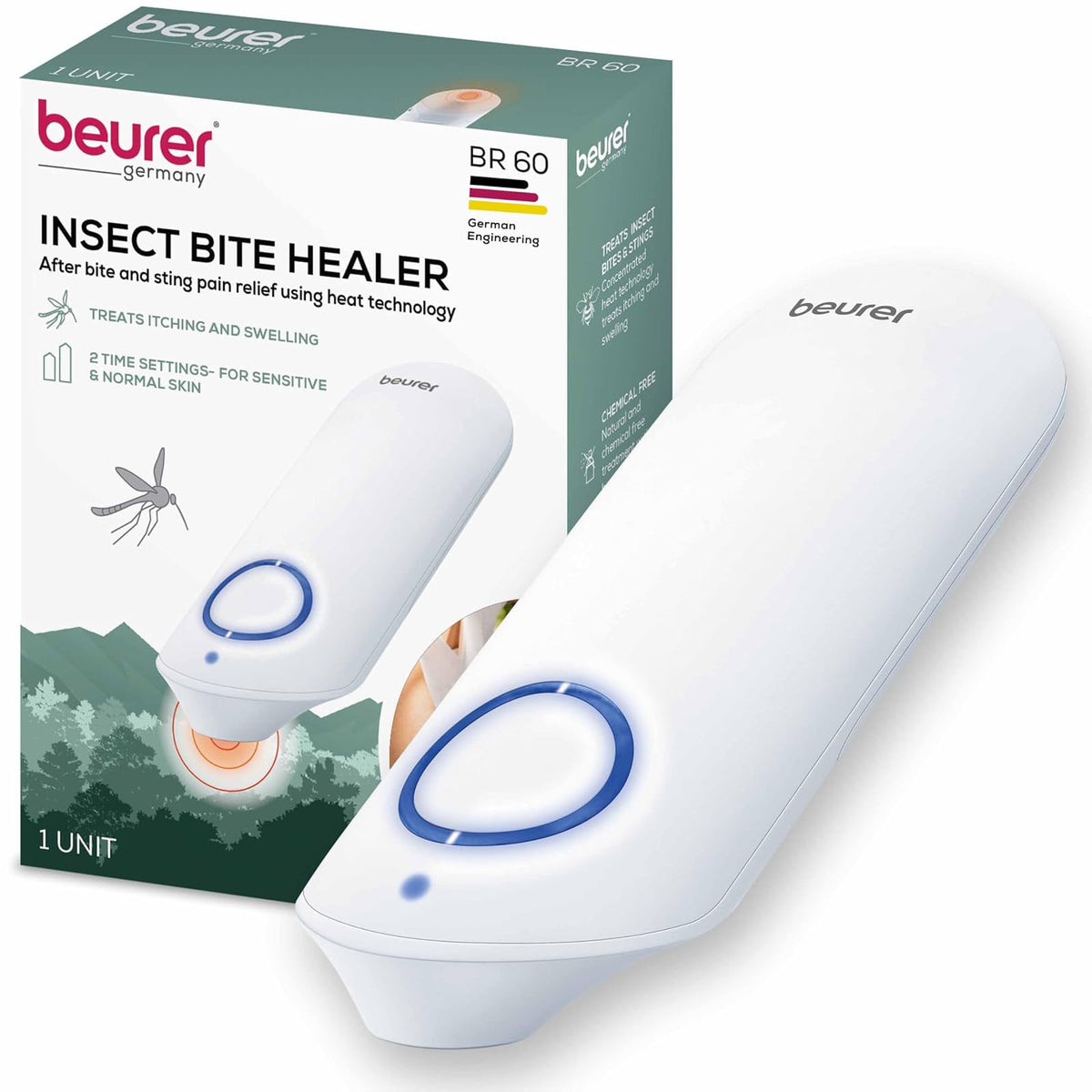 Beurer Sanador de picaduras de insectos y picaduras de avispa de abeja natural, alivio de picaduras de insectos, sin químicos, color blanco, 1 unidad