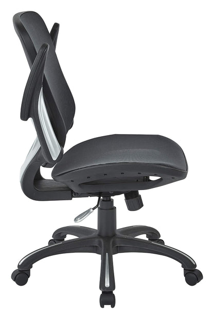Office Star Riley - Silla de computadora ventilada con Asiento y Respaldo de Malla Transpirable, Base Negra con Negro