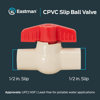 Eastman 48636 - Válvula de bola deslizante CPVC de 1/2 pulgada, color blanco