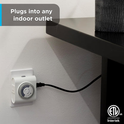 GE 24-Hour Heavy Duty Indoor Plug-in Mechanical Timer, Gray/White