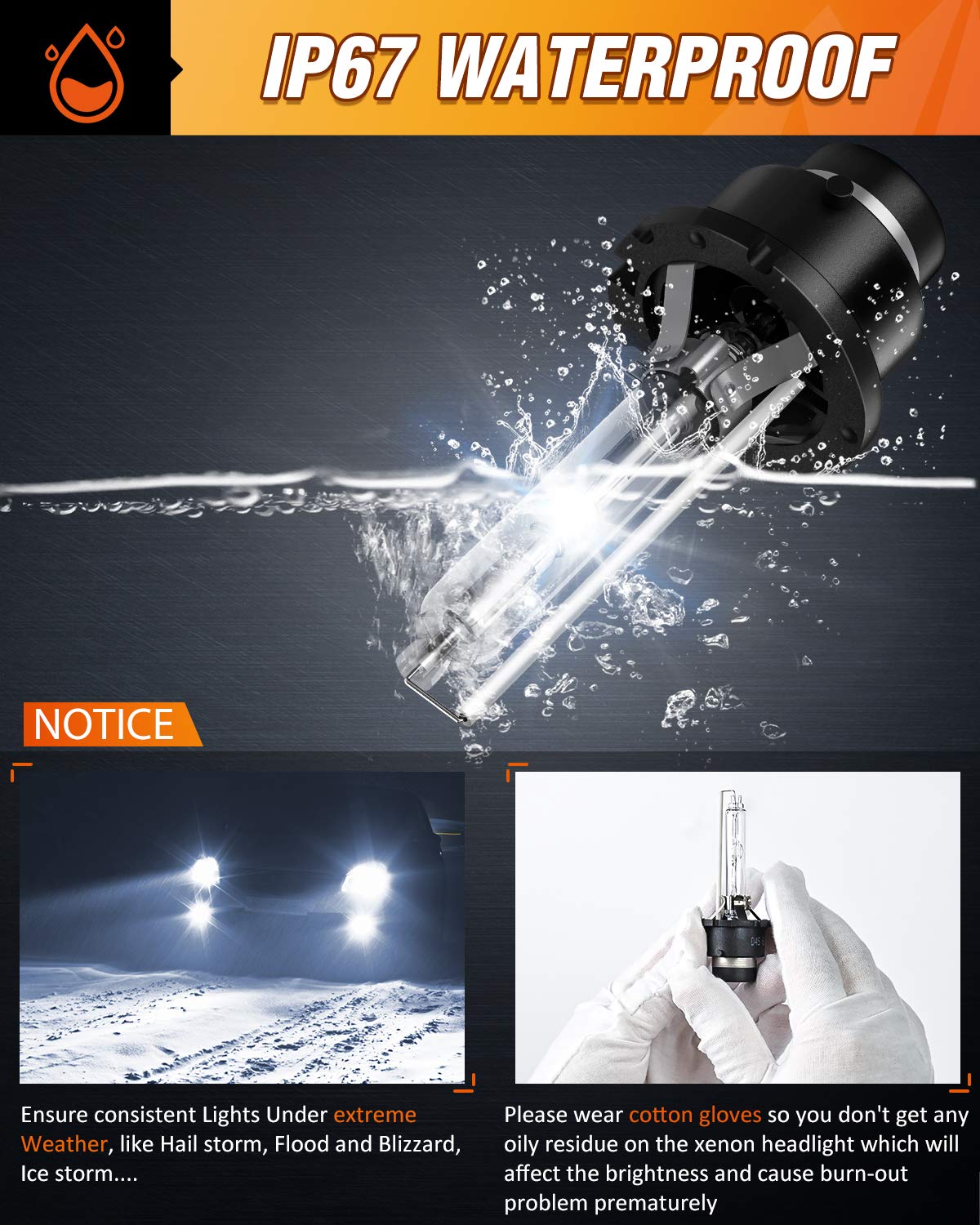 Nilight Bombillas HID D4S V1XD4S, 6000 K, Blanco Diamante, Haz Alto y Bajo, Paquete de 2
