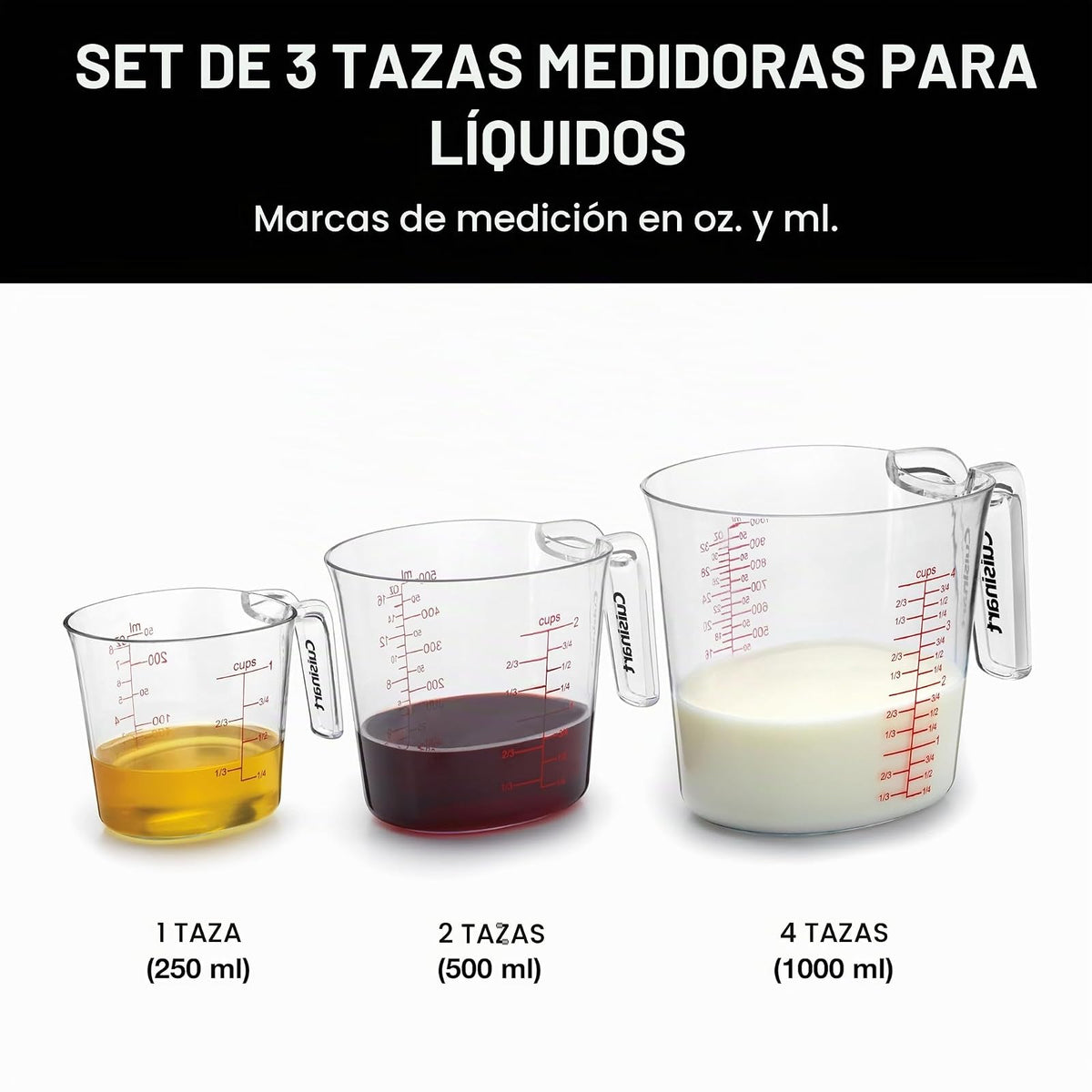 Cuisinart Copas medidoras líquidas, transparentes, 3 piezas, CTG-00-3MC