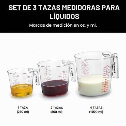 Cuisinart Copas medidoras líquidas, transparentes, 3 piezas, CTG-00-3MC