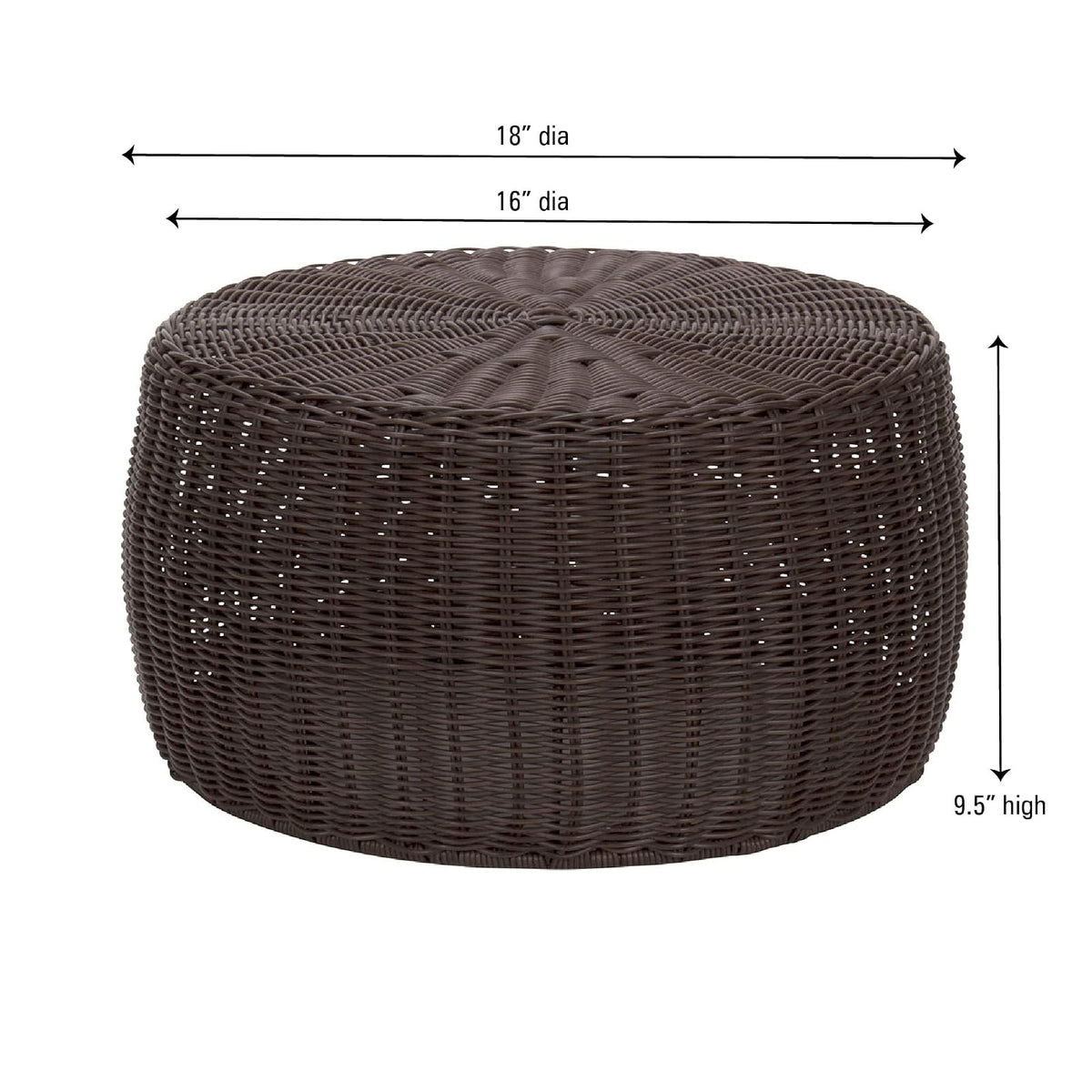 Household Essentials - Mesa de Mimbre de Resina, Mesa Baja, Marrón