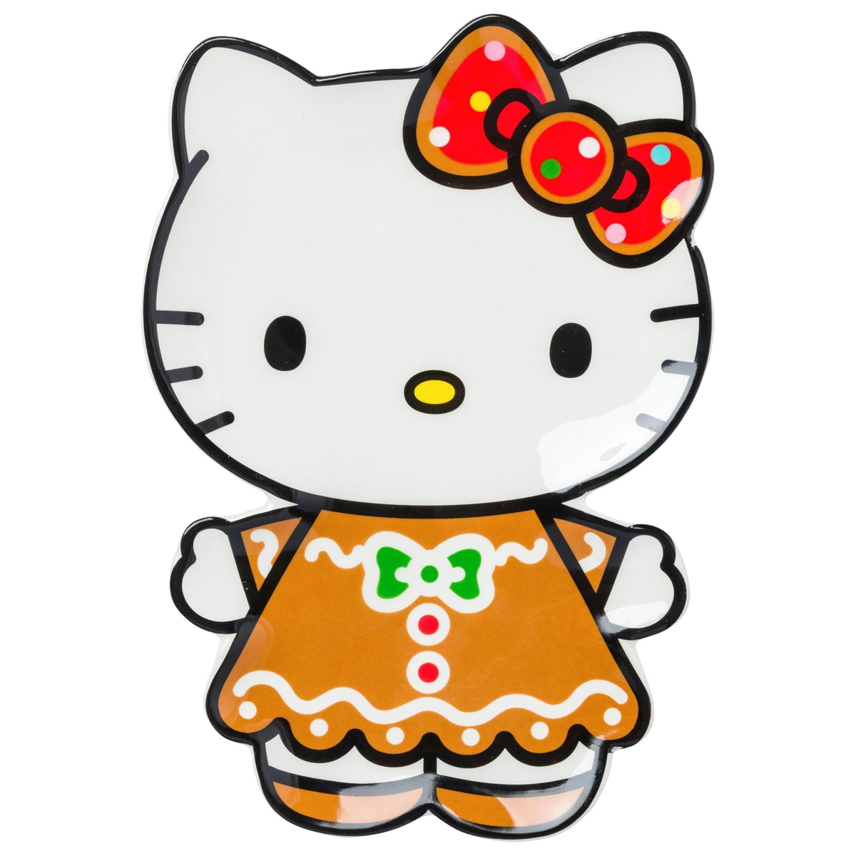 Silver Buffalo Sanrio Hello Kitty - Bandeja decorativa de cerámica esculpida de pan de jengibre para Navidad