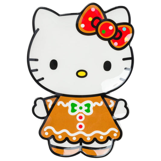 Silver Buffalo Sanrio Hello Kitty - Bandeja decorativa de cerámica esculpida de pan de jengibre para Navidad