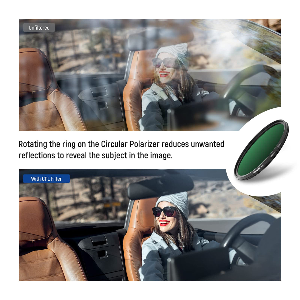 NEEWER 67MM Filtro CPL, Filtro Polarizador Circular, Polarizador, Multicapa | 30 Layer Multi Resistant Nano Coatings, Reduce Glare, Enhance Contrast, Ultra Slim, Reduces Reflection, Vidrio Óptico HD