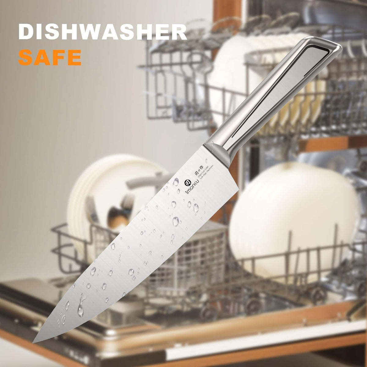 imarku Juego de cuchillos para cocina con bloque Juego de cuchillos japoneses de acero inoxidable para cocina con bloque 14 piezas, afilador incorporado, juego de cuchillos afilados con mangos ergonóm