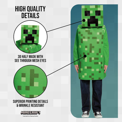 Creeper - Disfraz clásico de Minecraft, Verde, pequeño (4-6)
