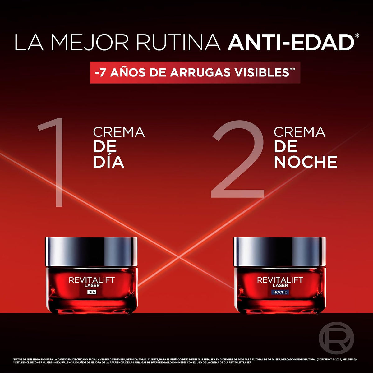 L'Oreal Paris Revitalift Laser Crema de Noche Triple Acción Anti-Edad, Corrige Arrugas, Firmeza, Luminosidad y Unifica el Tono, Pro-Retinol y Vitamina C, 50ml.