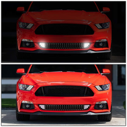 DNA MOTORING Parrilla Delantera Inferior con LED DRL para Ford Mustang 2015-2017, Negro, GRF-LB-FM15-T1Z-FL
