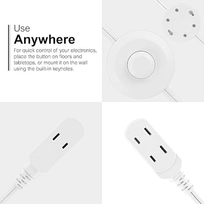 GE Cable de extensión de 3 salidas con interruptor de encendido/apagado, perfecto para lámparas, luces navideñas y festivas, 9 pies, color blanco, 42803