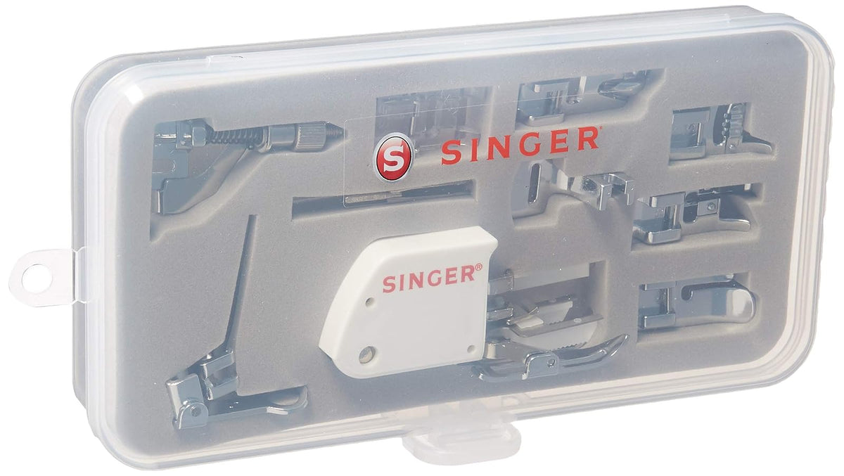 Singer Juego de Accesorios Que Incluye 9 Prensa Telas, Aguja Doble y Estuche + Agujas de máquina de Punto Regular, tamaño 80/11, Size 11, 14, 16 10/Pkg, 10 Unidades, 1