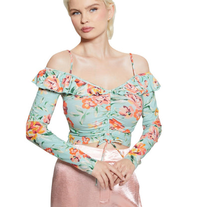 LS Off Shldr Ruffle Shaina Top Guess, Multicolor, L