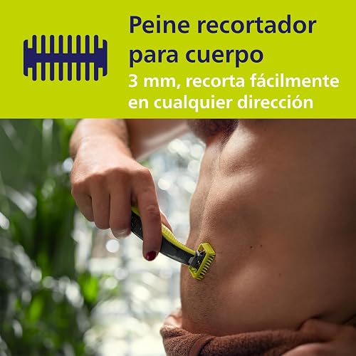 Philips OneBlade Kit de Repuesto con 3 Cuchillas y Accesorios para Cuerpo | Diseñado para cortar el vello, no tu piel | Durabilidad de hasta 4 meses de uso | 5 piezas | QP630/51