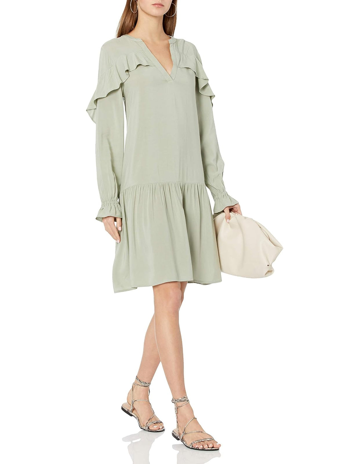The Drop Emerson Vestido con Diseño Romántico de Vuelos y Cintura Caída