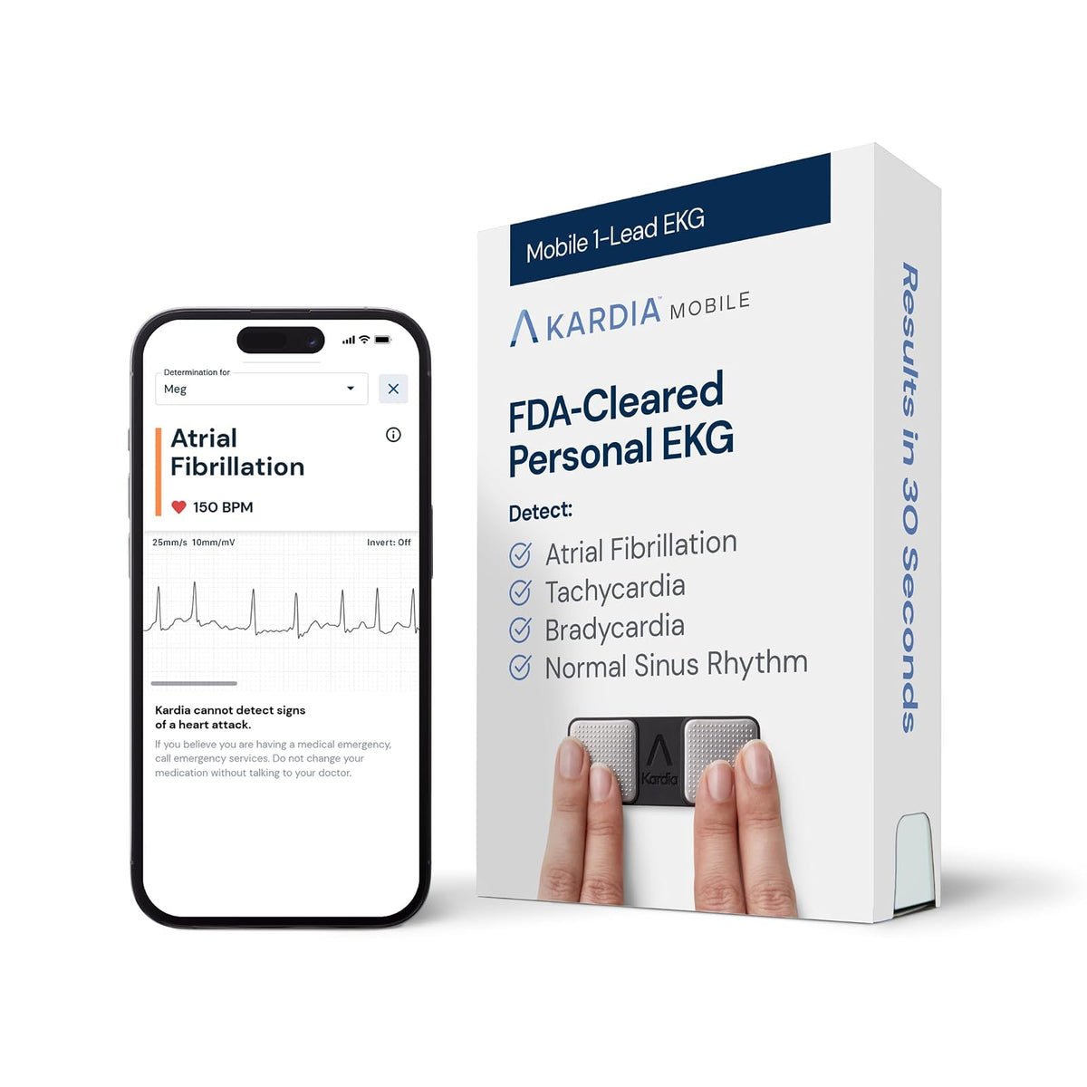 AliveCor® KardiaMobile Monitor ECG | Aprobado por FDA y CE| ECG inalámbrico personal |Funciona con smartphone | Detecta Fibrilación Auricular, Taquicardia y Bradicardia en 30 segundos