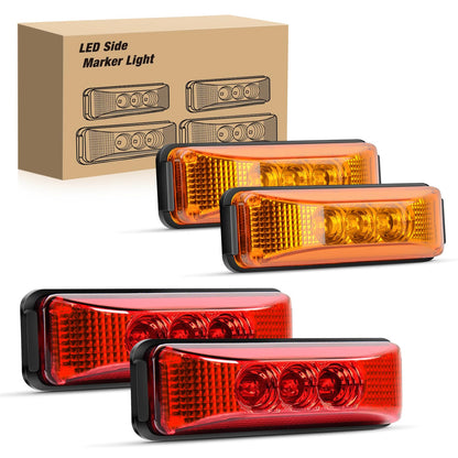 Nilight Luces LED para Remolque TL-33, 10 cm, Indicadoras Laterales, Ámbar/Rojo, Impermeables, 4 Piezas