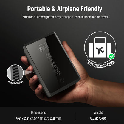 NEEWER Mini V Mount Battery con D Tap/USB C/USB A/BP/Puertos DC Dobles/Pantalla OLED, 3450mAh 50Wh 14.54V V V Lock Batería Soporta 45W PD Carga Rápida para Monitor de Cámara Luz de Video, PS050E